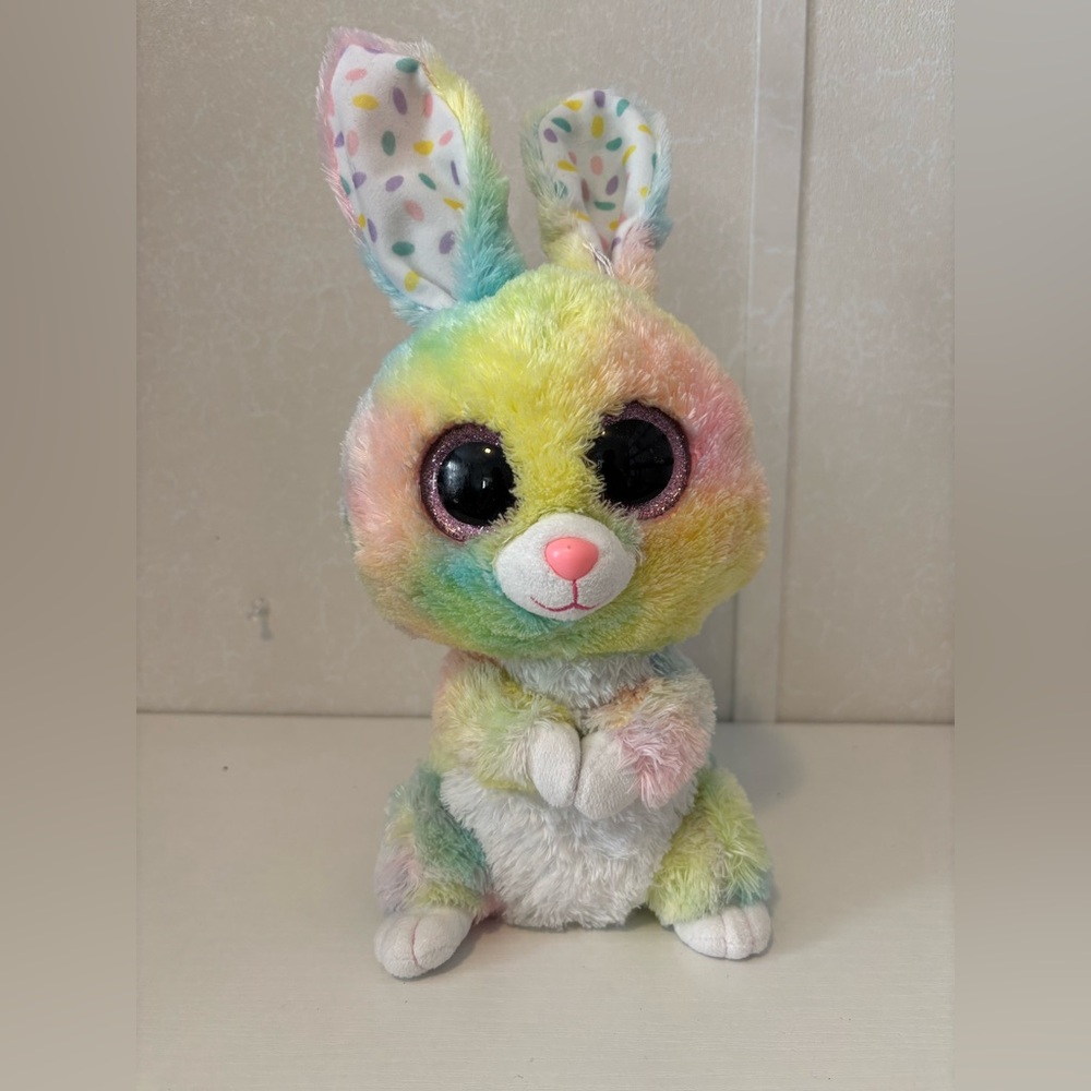 RARE Beanie Boos "Bubby" The Pastel Tye Dye Easter Bunny Rabbit '2016 10" Plush! - Picture 5 of 5